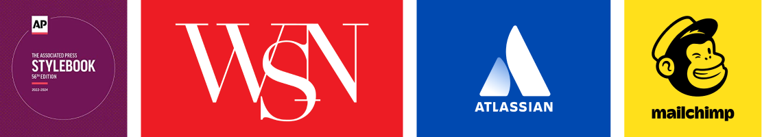 image of logos: AP Styleguide, Washington Square News, Atlassian, Survey Monkey